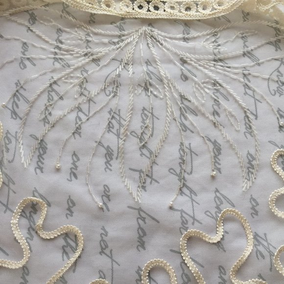 Ladies Lace Beaded Jacket Ivory L/XL Unique Int'l - Picture 9 of 14